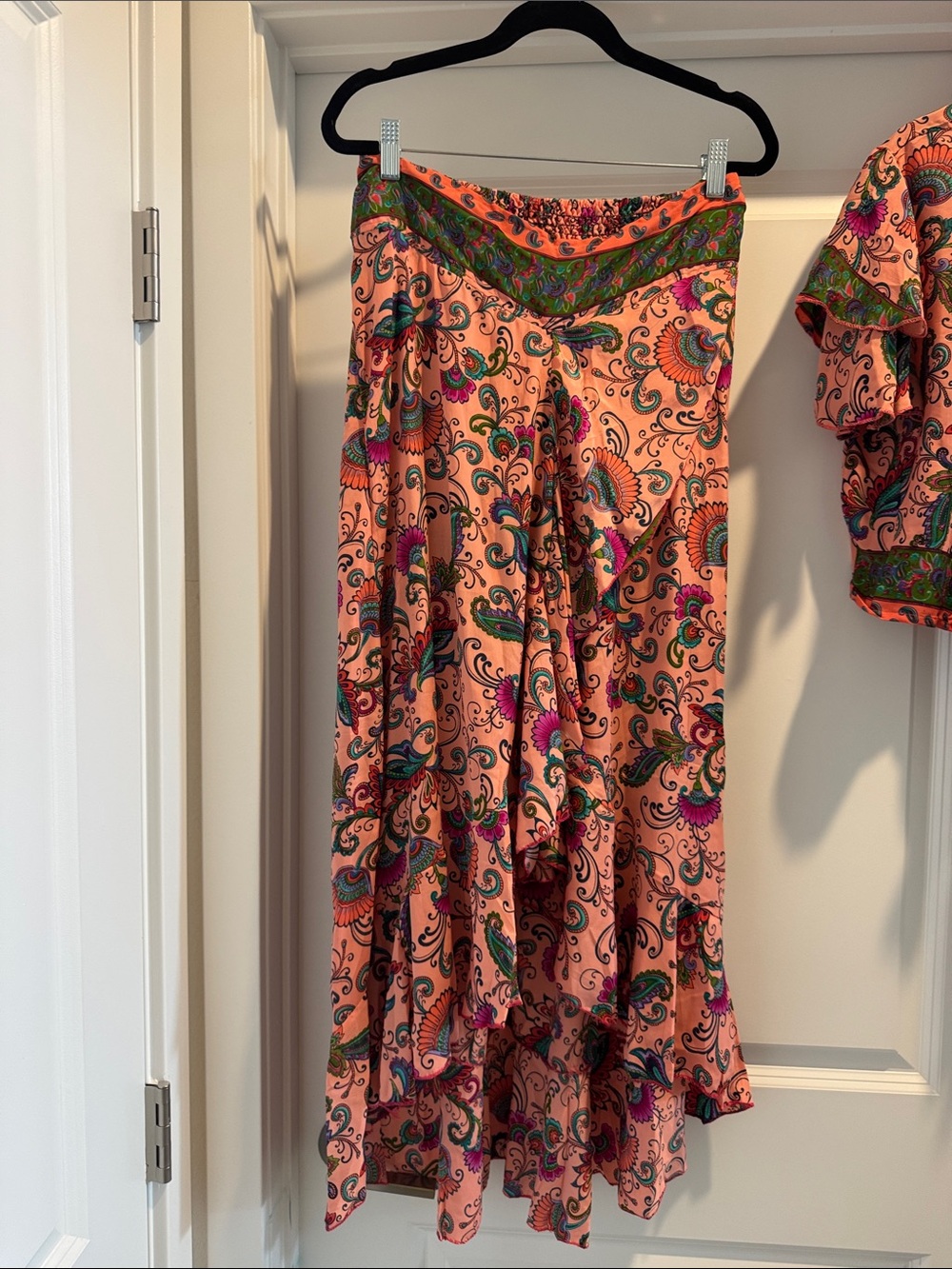Pink Paisley Tie-Waist Maxi Skirt - Picture 3 of 4